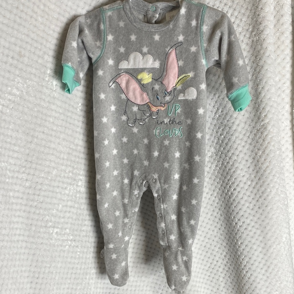 Disney Baby Dumbo Gray and Teal Footie Sleeper